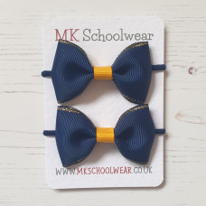 Tux Bow Bobble - Set of 2 - Navy and Gold