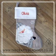 Personalised Embroidered Santa Christmas Stocking - White Cuff