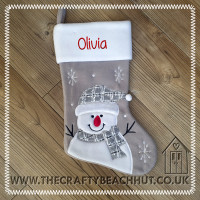Personalised Embroidered Snowman Christmas Stocking - White Cuff Personalised Embroidered Snowman Christmas Stocking - White Cuff
